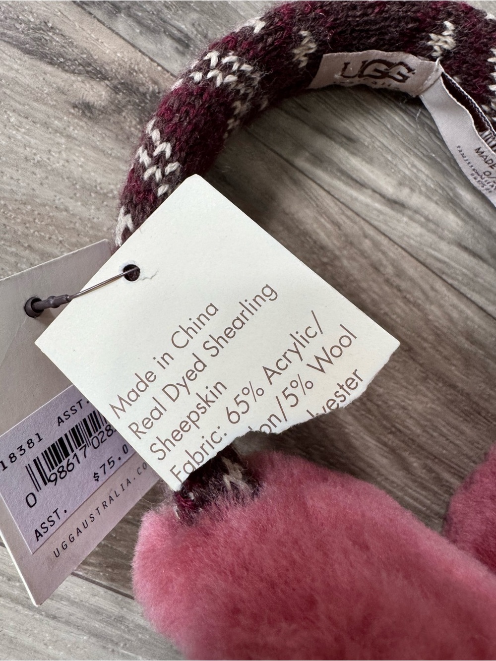 NWT UGG Australia Nordic-Patterned Shearling Earmuffs Assorted Color One Size - Picture 6 of 8